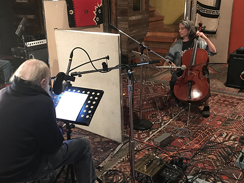 Torben Ulrich and Lori Goldston at Santo Recording in June 2018